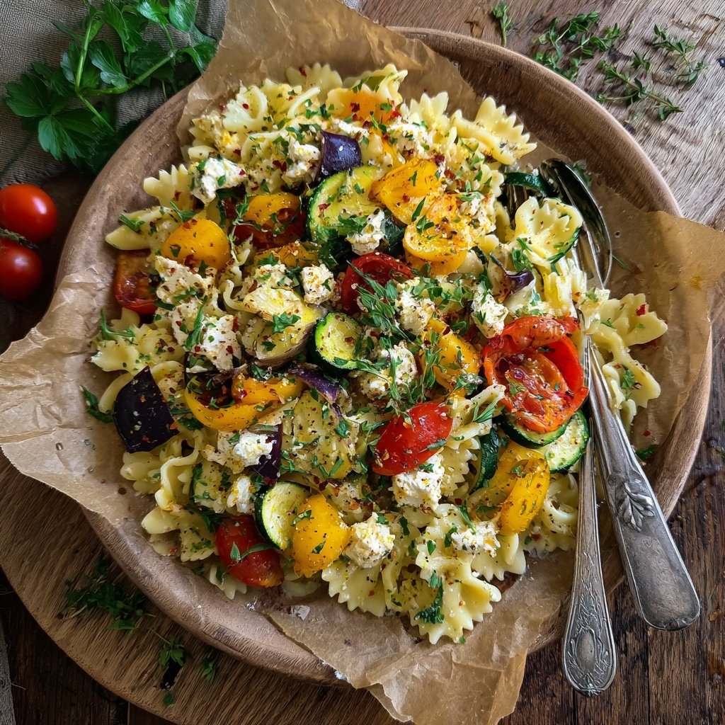 Mediterraner Nudelsalat Mit Feta