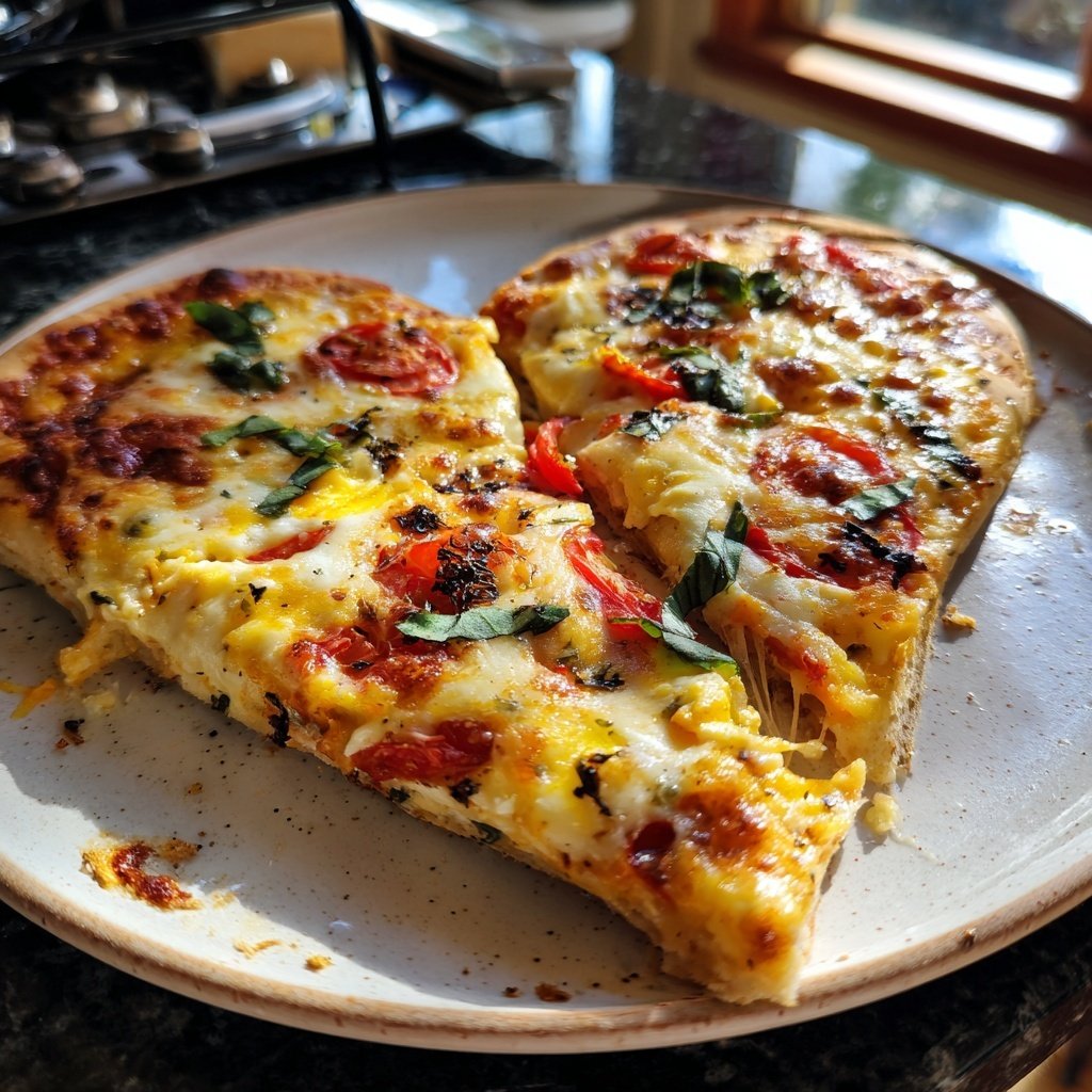 Hausgemachte Pizza mit Herzform