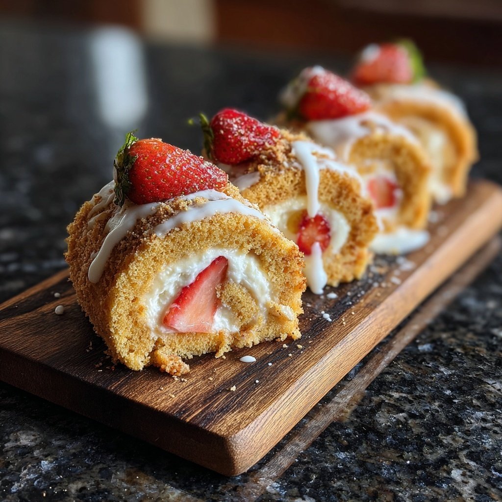 Erdbeer Biskuitrolle