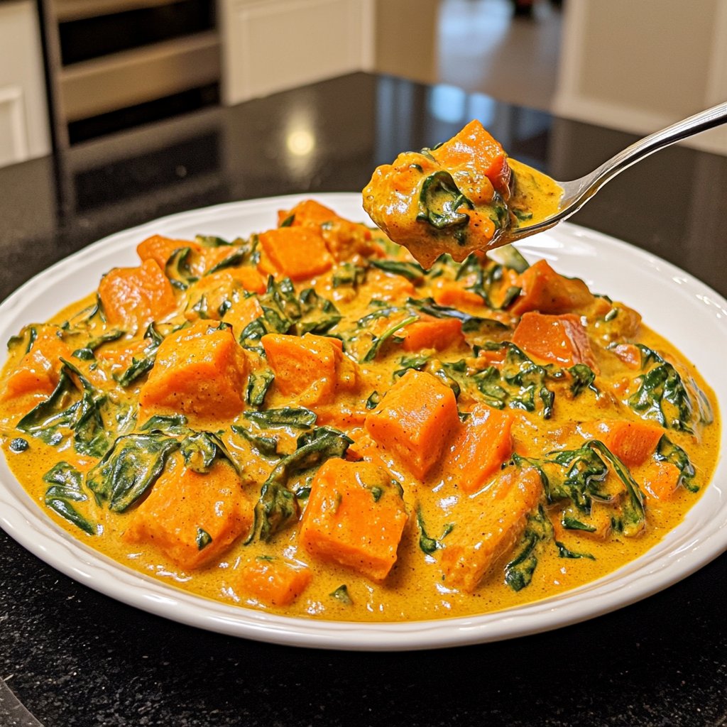 Süßkartoffelcurry mit Spinat